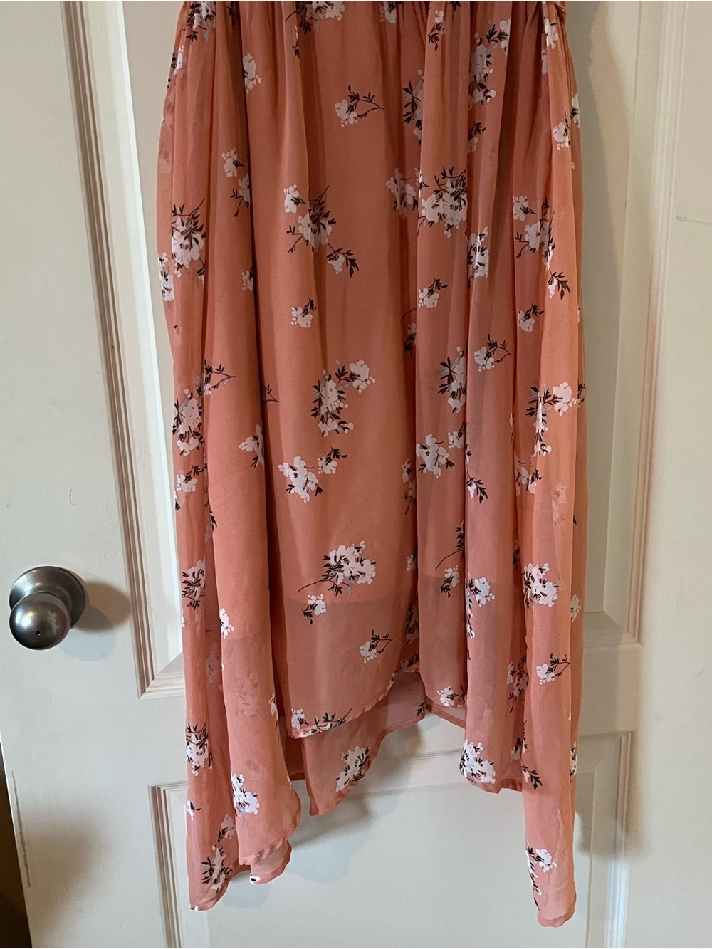 Ava & Viv Dusty Coral Floral Pleated Midi Asymmetrical Lined Dress Size 1X - Picture 10 of 16
